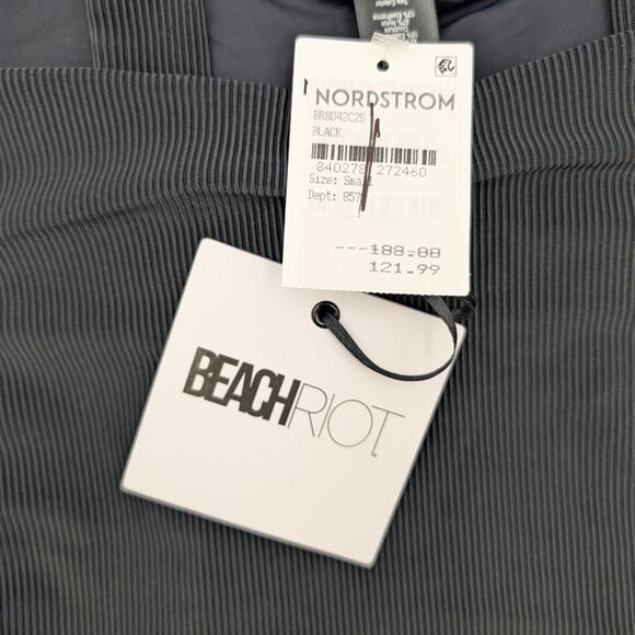 Beach Riot Women's Soft Rib Sydney One Piece Swimsuit Tie Shoulder Black Size S - Picture 7 of 13